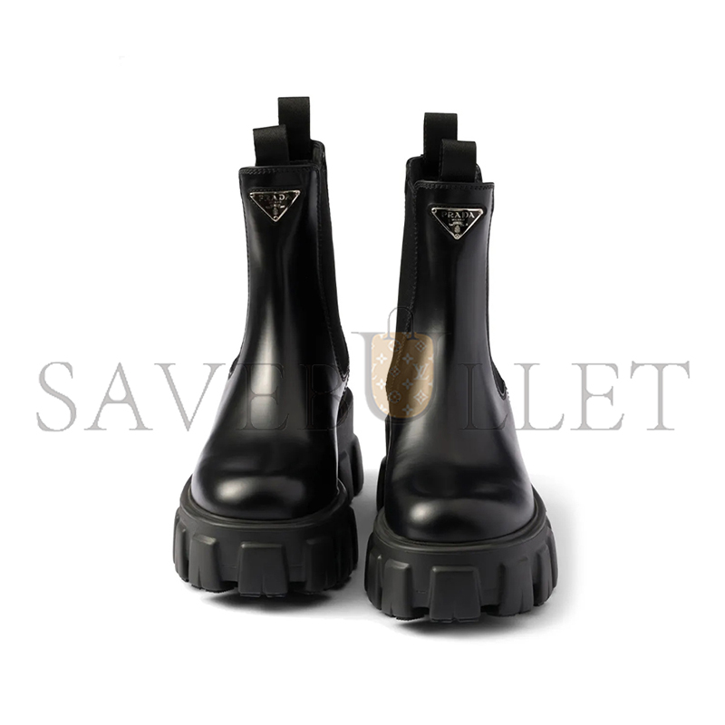 PRADA MONOLITH LEATHER CHELSEA BOOTS 